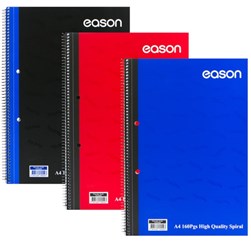 Eason A4 160page Spiral Notebook 60gsm (Black/Blue/Red)