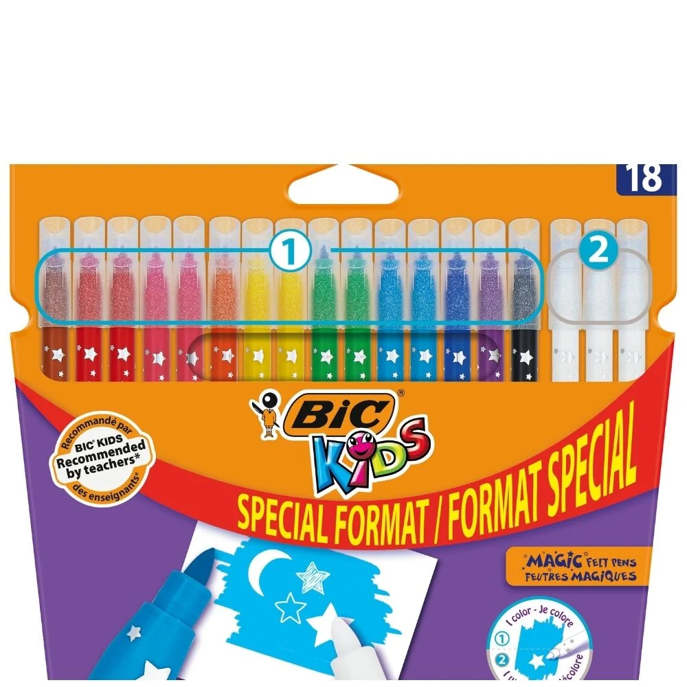 BIC Kids Magic Medium Medium Felt Tip Pens - Assorted Colours, Pack of 12  BIC
