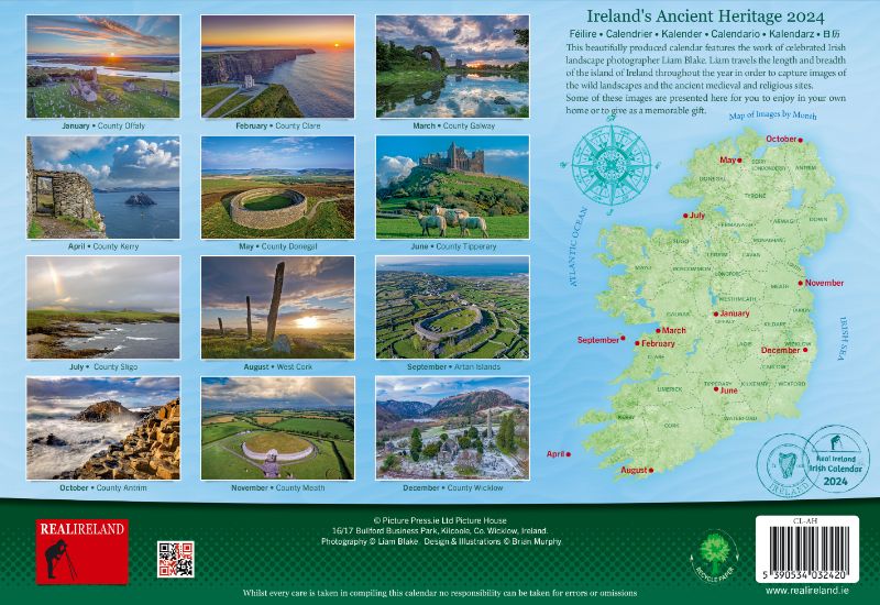 Ireland S Ancient Heritage A4 Wall Calendar 2024   5390534032420 Back 