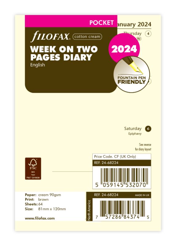 Buy Filofax Pocket Refill Week On 2 Pages Garden 2024? 